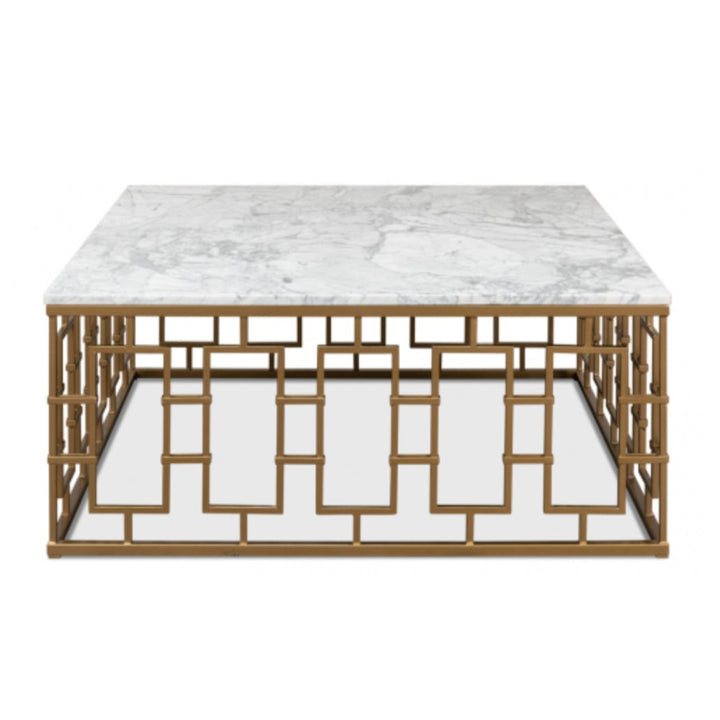 Brass Gate Cocktail Table W/ White Marble