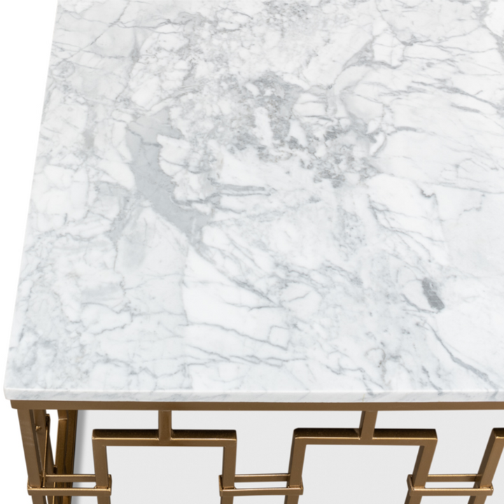 Brass Gate Cocktail Table W/ White Marble
