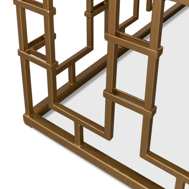 Brass Gate Cocktail Table W/ White Marble