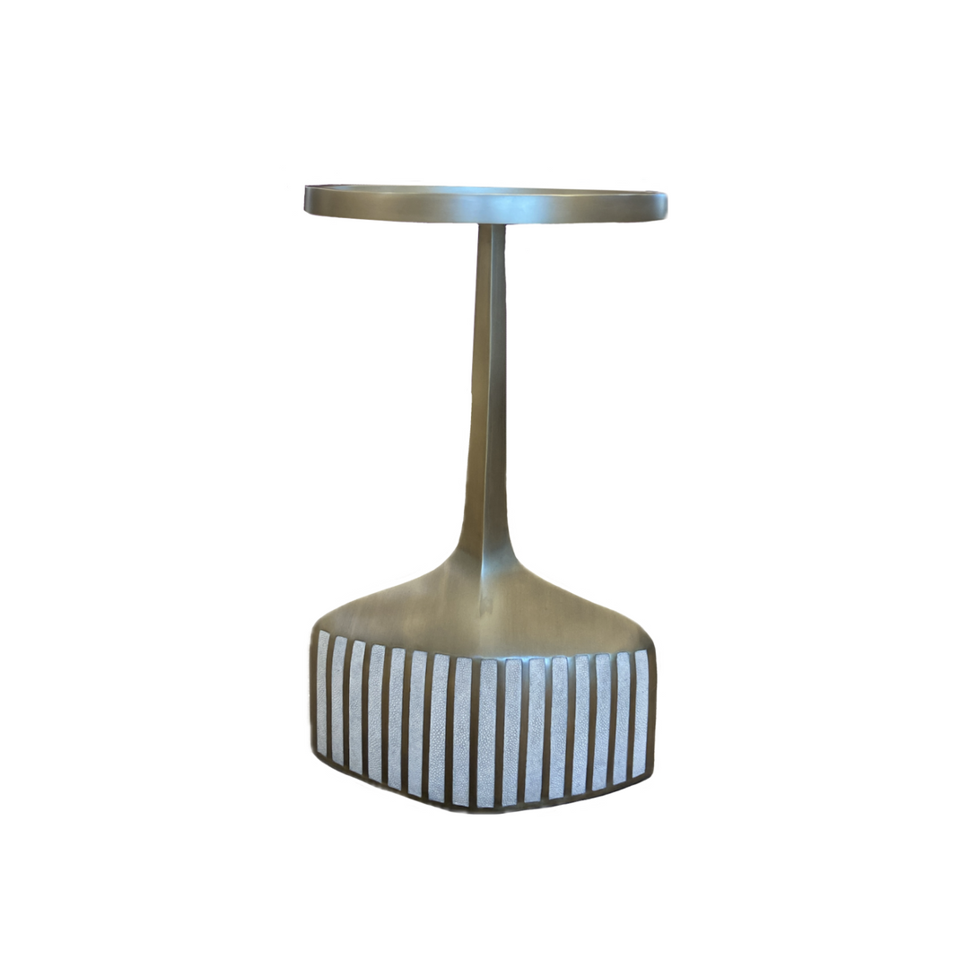 Smokey white quartz bottom cream shagreen Side Table