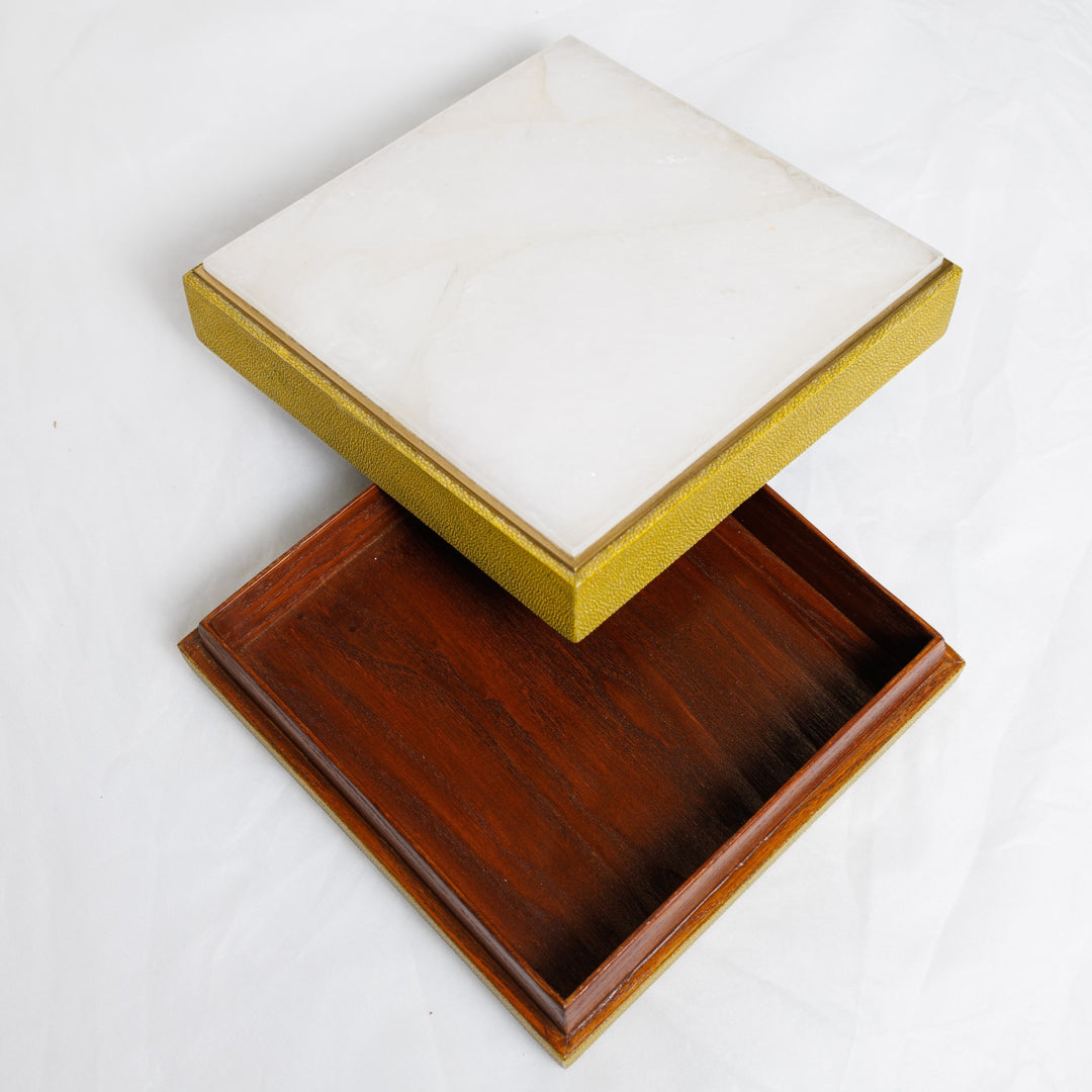 Square Box In Smokey White Quartz