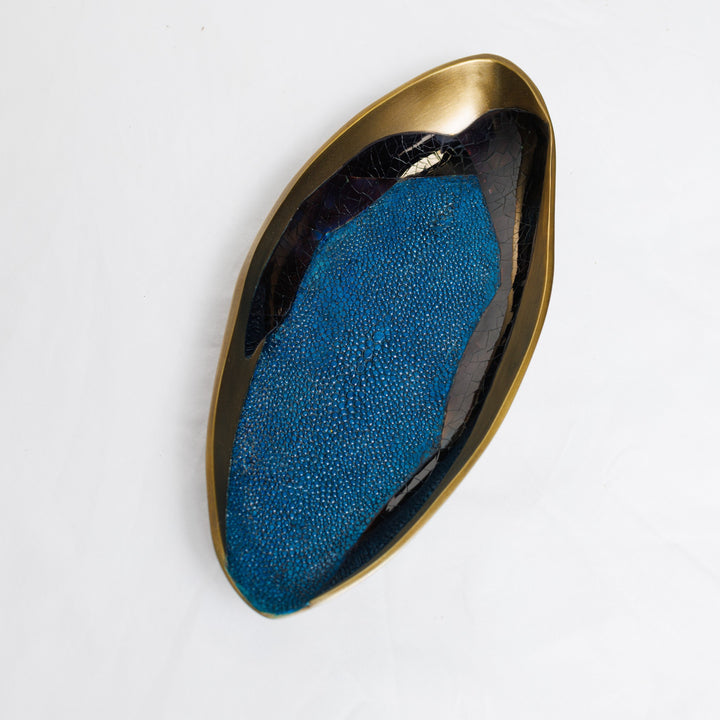 Medium Blue Penshell and Shagreen Bowl