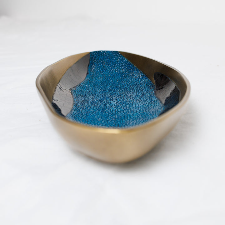 Medium Blue Penshell and Shagreen Bowl