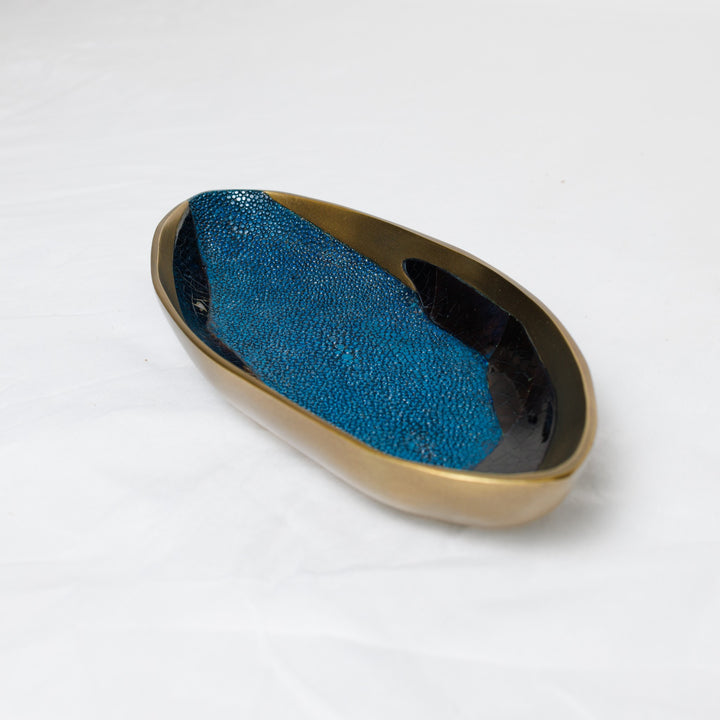 Medium Blue Penshell and Shagreen Bowl