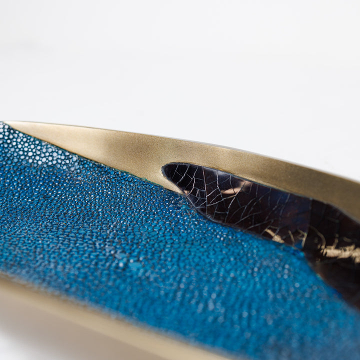 Medium Blue Penshell and Shagreen Bowl