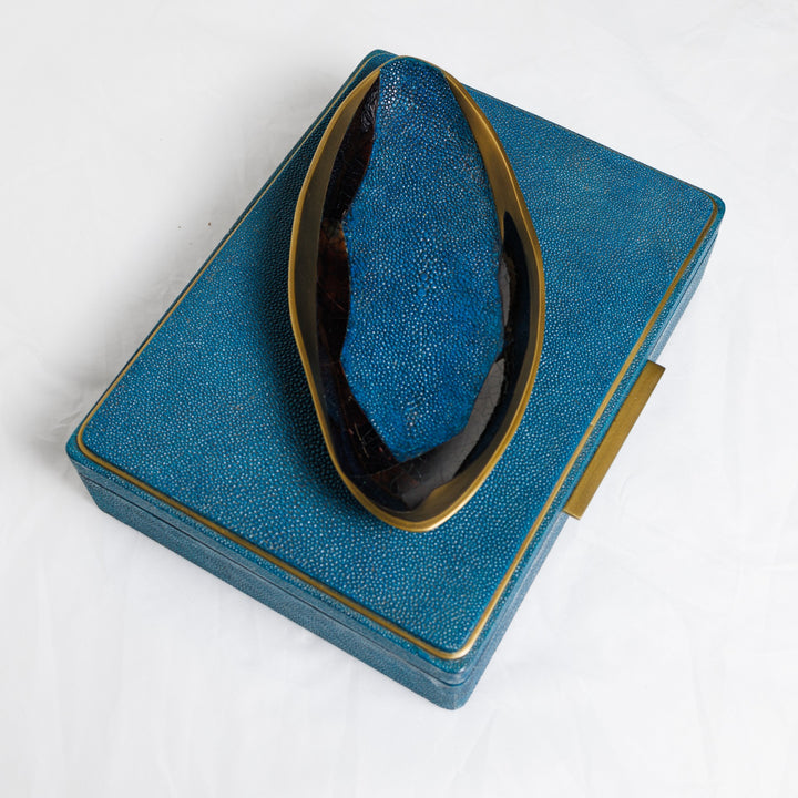 Medium Blue Penshell and Shagreen Bowl