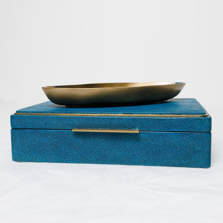 Medium Blue Penshell and Shagreen Bowl