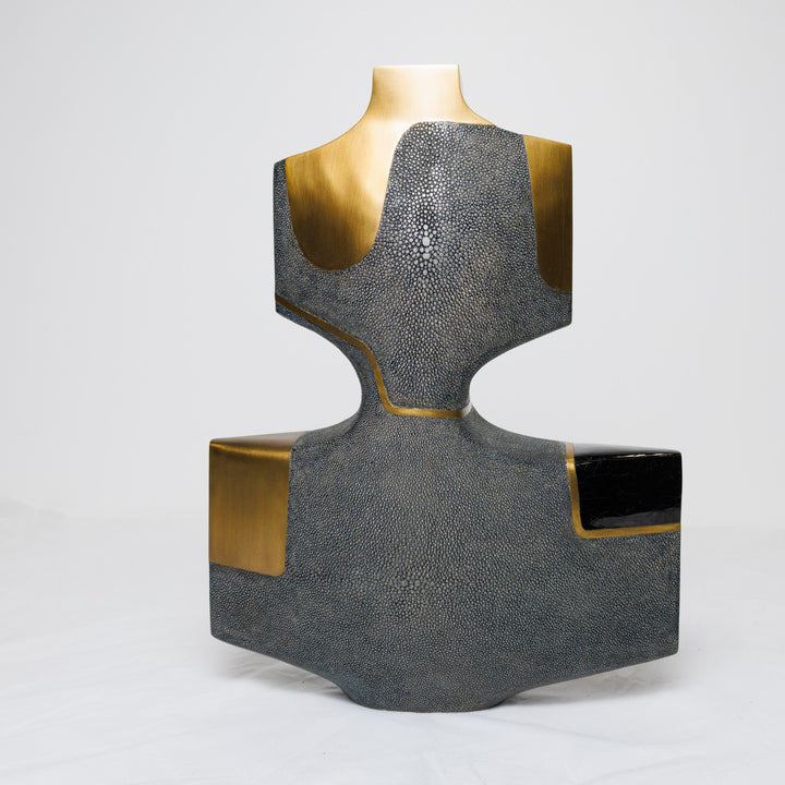 Small Coal Black Shagreen Vase