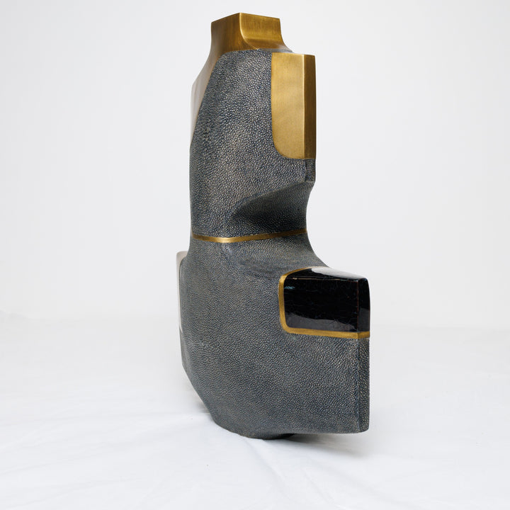 Small Coal Black Shagreen Vase