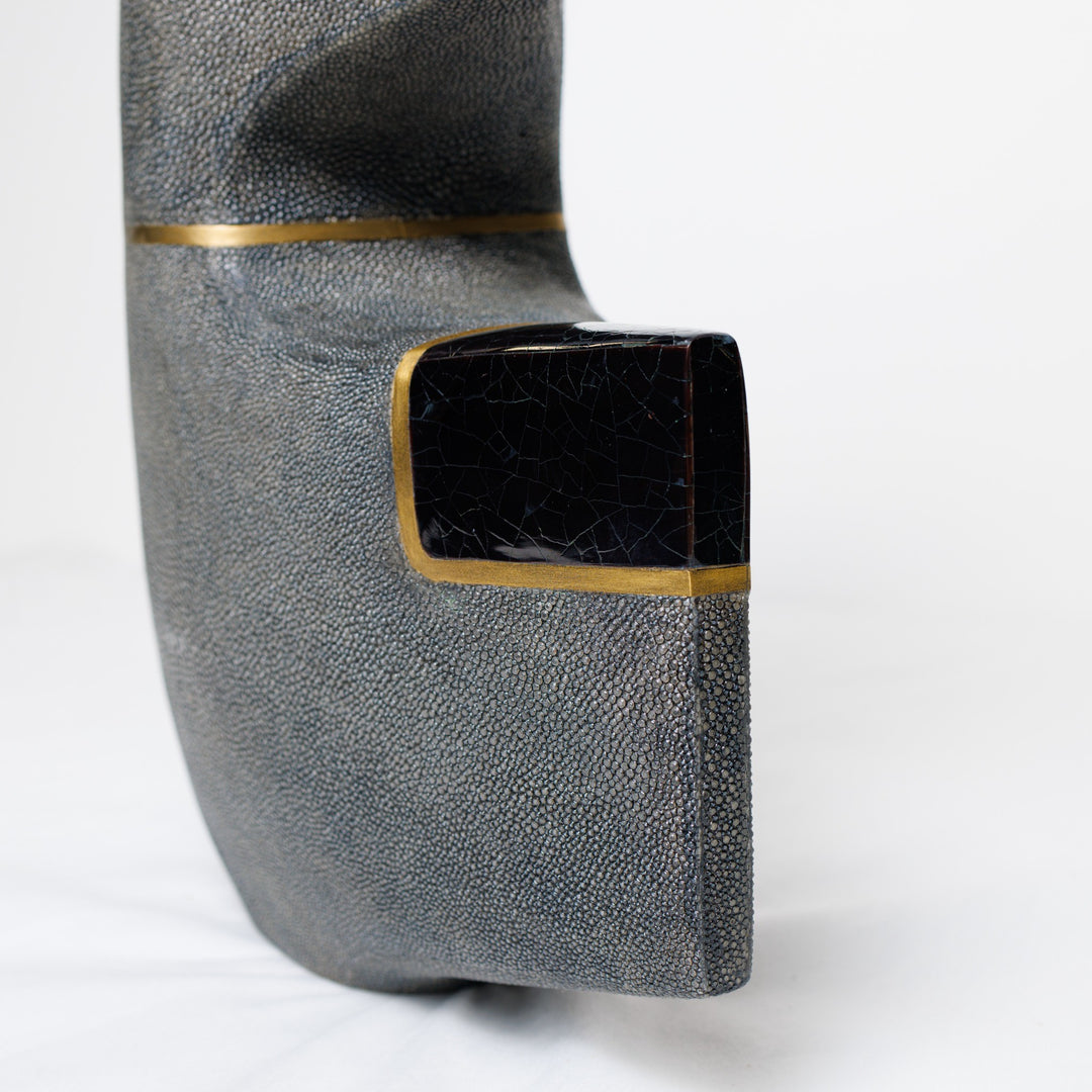 Small Coal Black Shagreen Vase