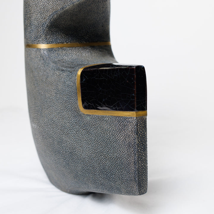Small Coal Black Shagreen Vase