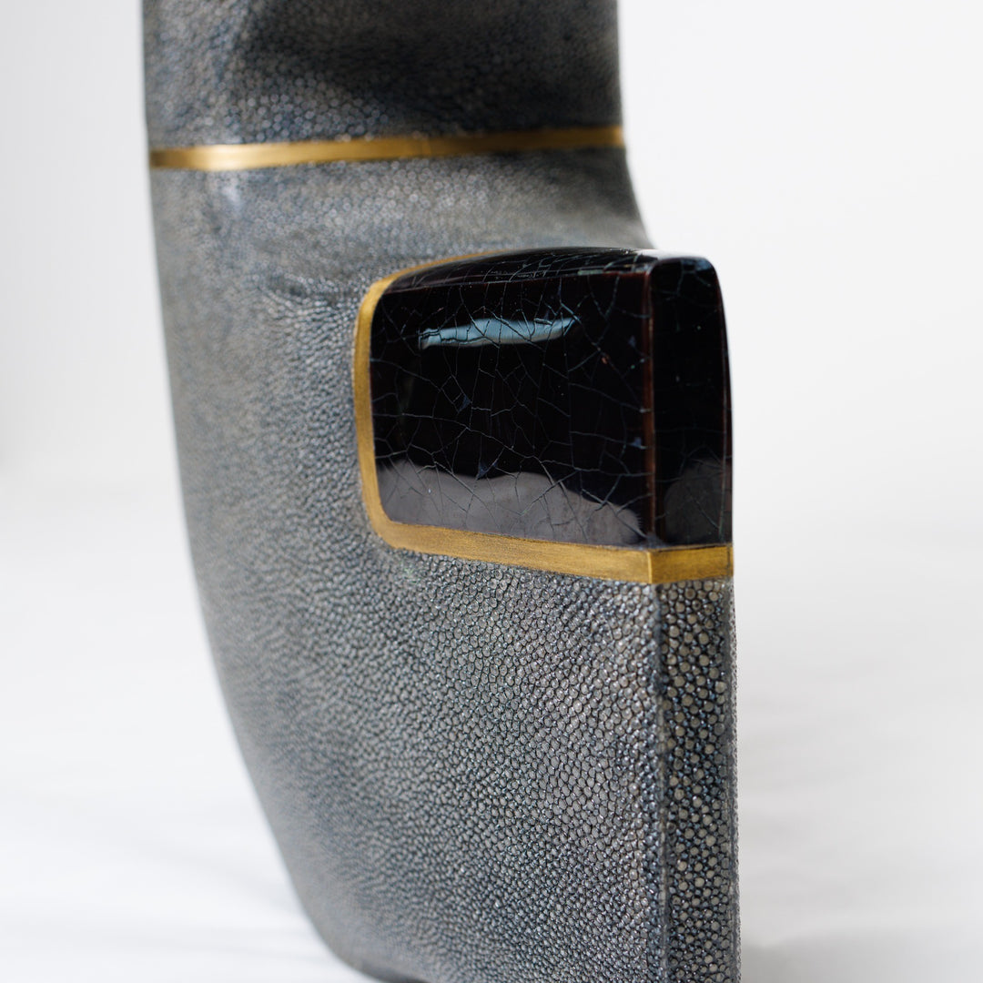 Small Coal Black Shagreen Vase