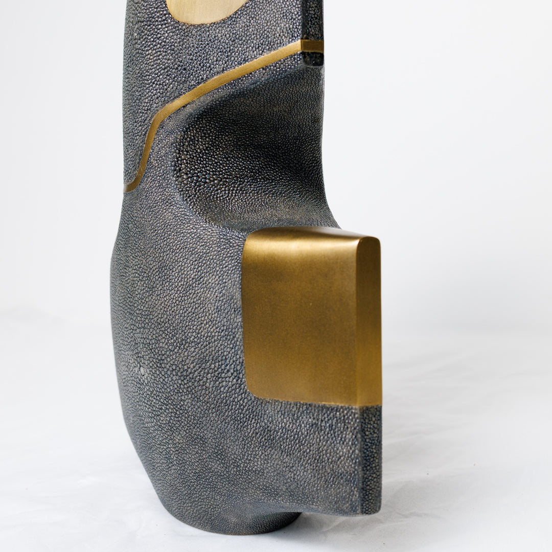 Small Coal Black Shagreen Vase