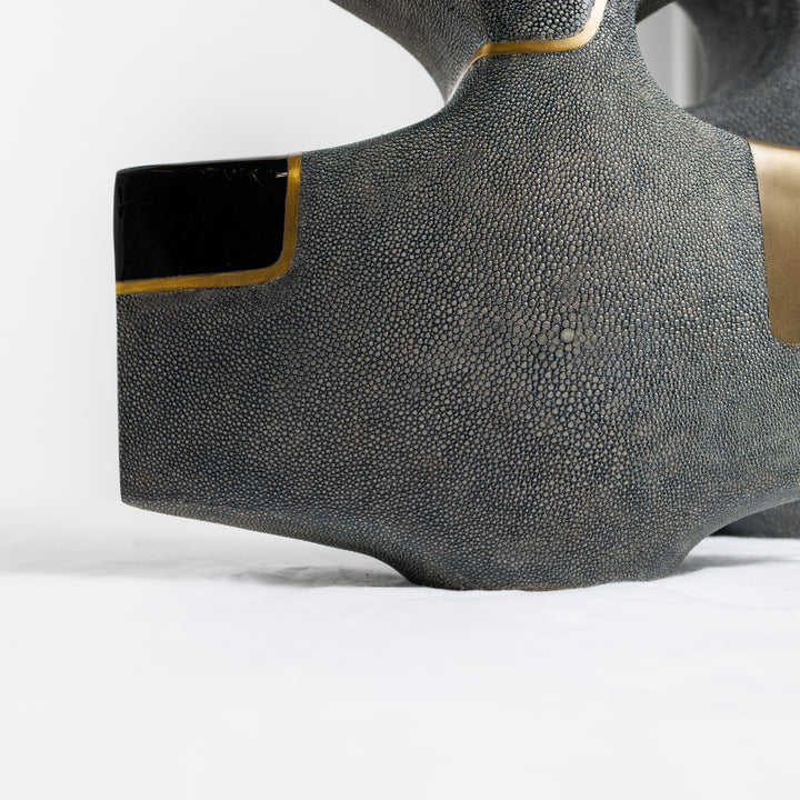 Small Coal Black Shagreen Vase
