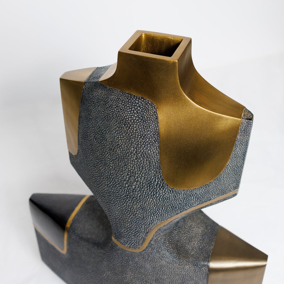 Small Coal Black Shagreen Vase