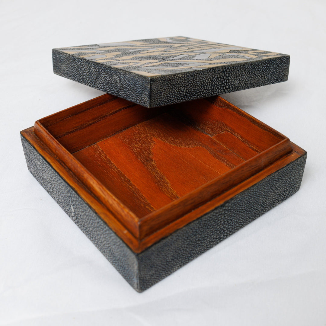 Square Box with Dark Leopard Pattern