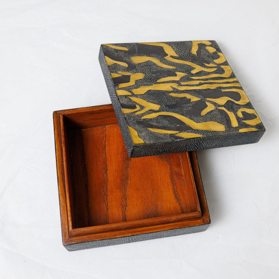 Square Box with Dark Leopard Pattern