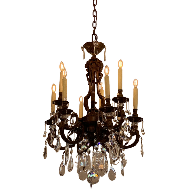 Chandelier Bronze Finish w/ Mixed Crystals