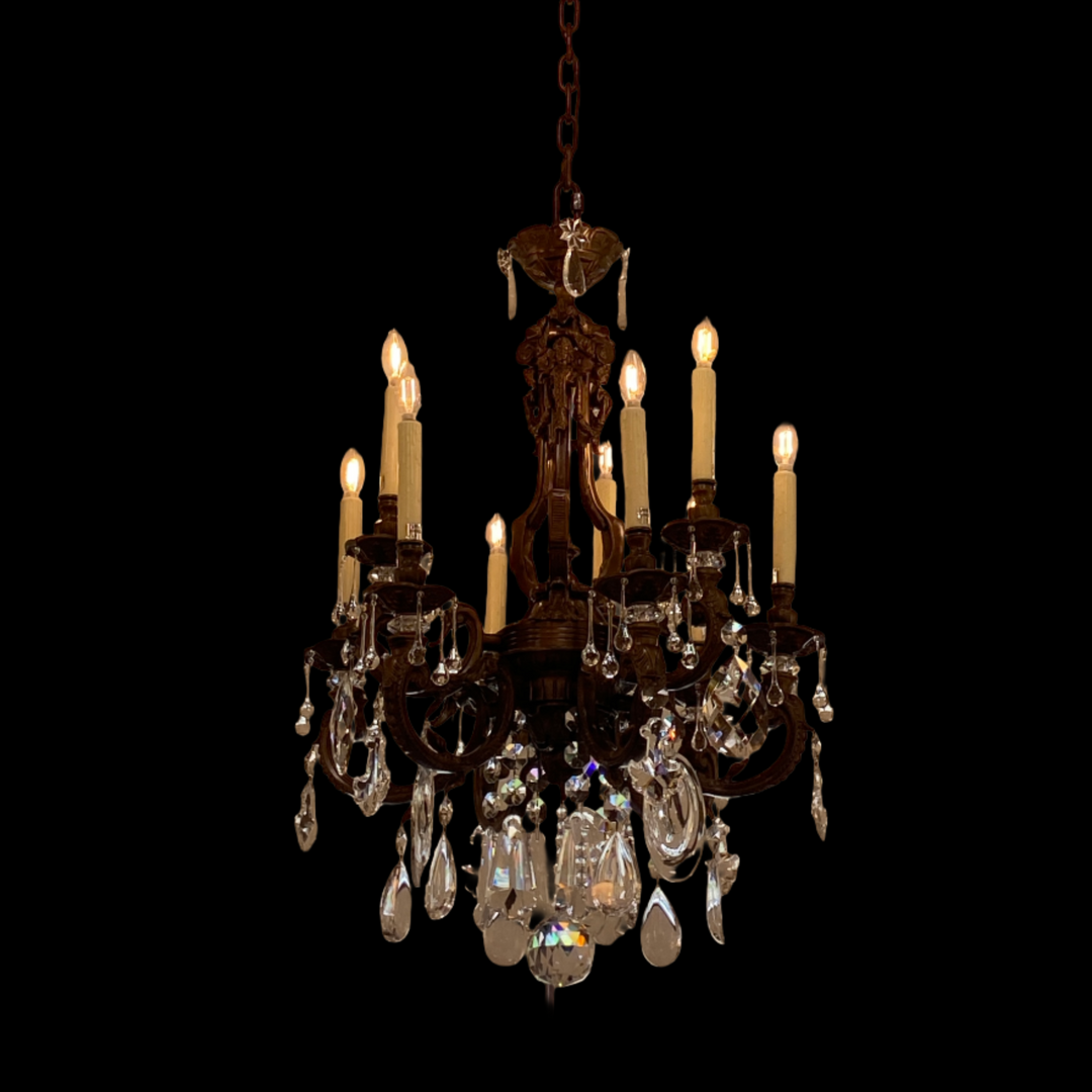 Chandelier Bronze Finish w/ Mixed Crystals