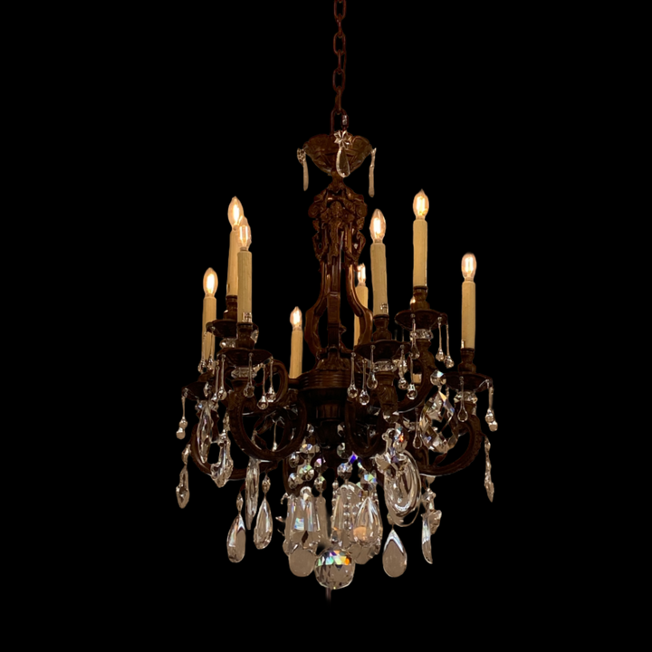 Chandelier Bronze Finish w/ Mixed Crystals