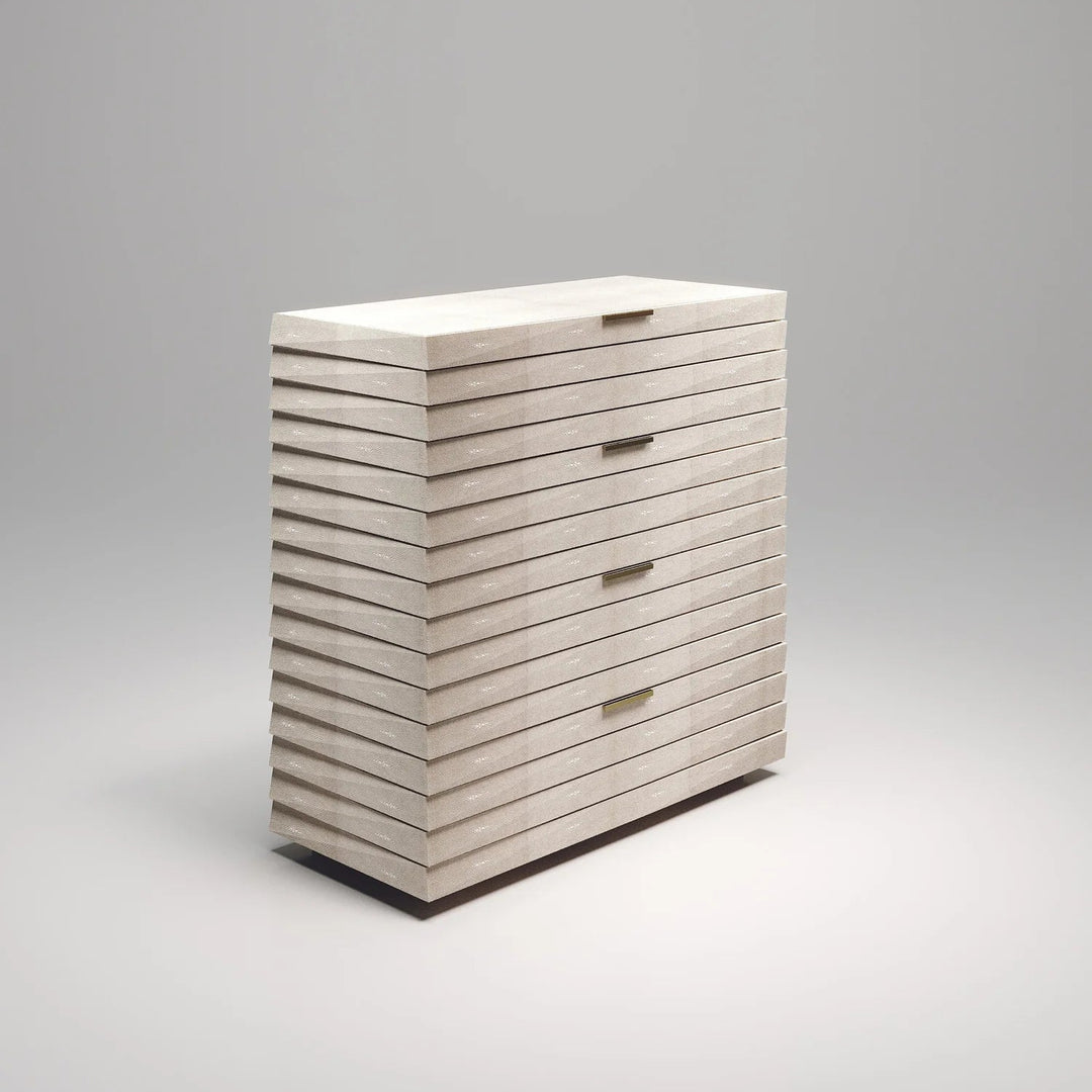 Fluted Chest of Drawers Cream Shagreem