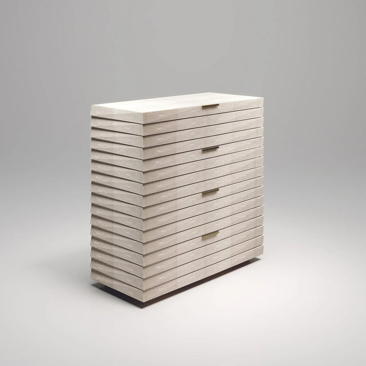 Fluted Chest of Drawers Cream Shagreem