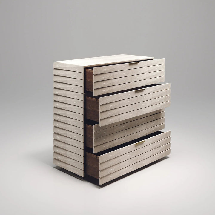 Fluted Chest of Drawers Cream Shagreem