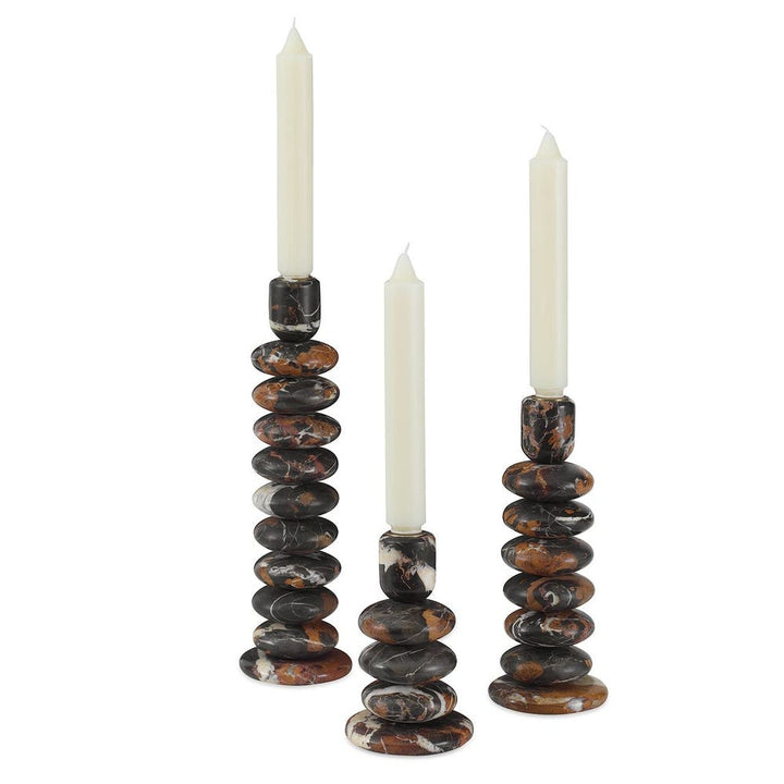 Washed Stones Candleholders Set of 3