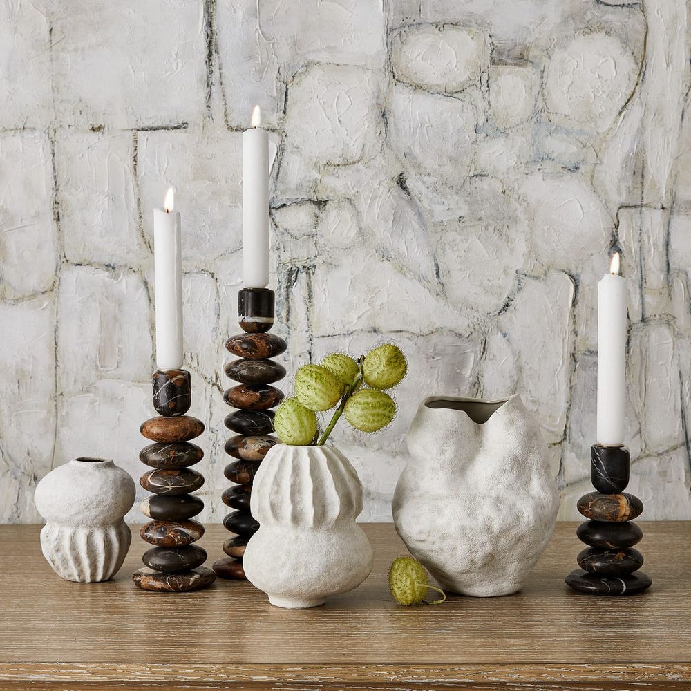 Washed Stones Candleholders Set of 3