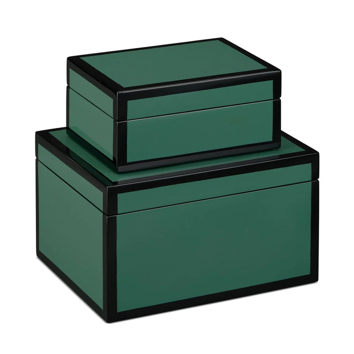 Green Lacquer Box Set of 2
