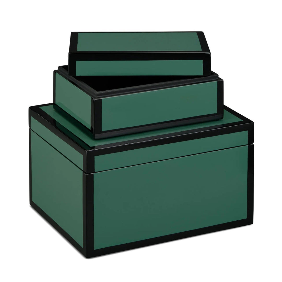 Green Lacquer Box Set of 2