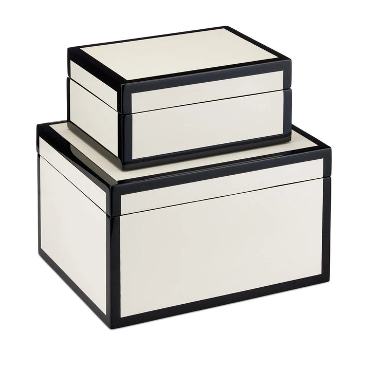 Ivory Lacquer Box Set of 2