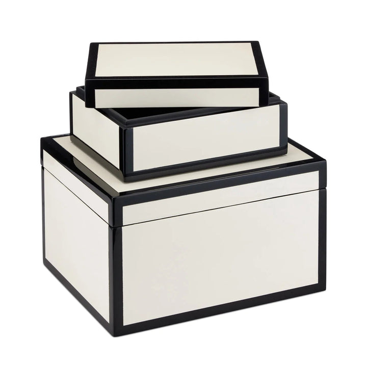 Ivory Lacquer Box Set of 2