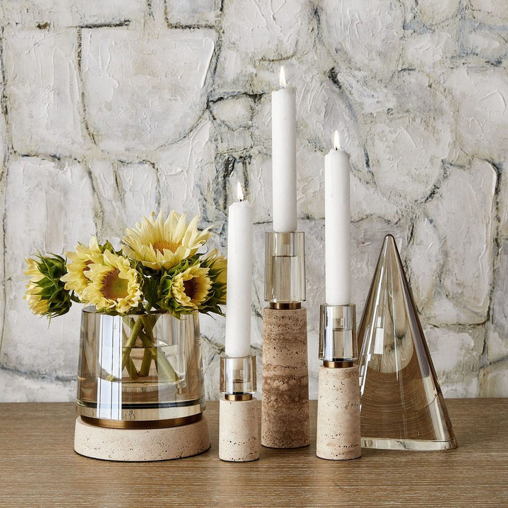 Optic Candleholder Travertine