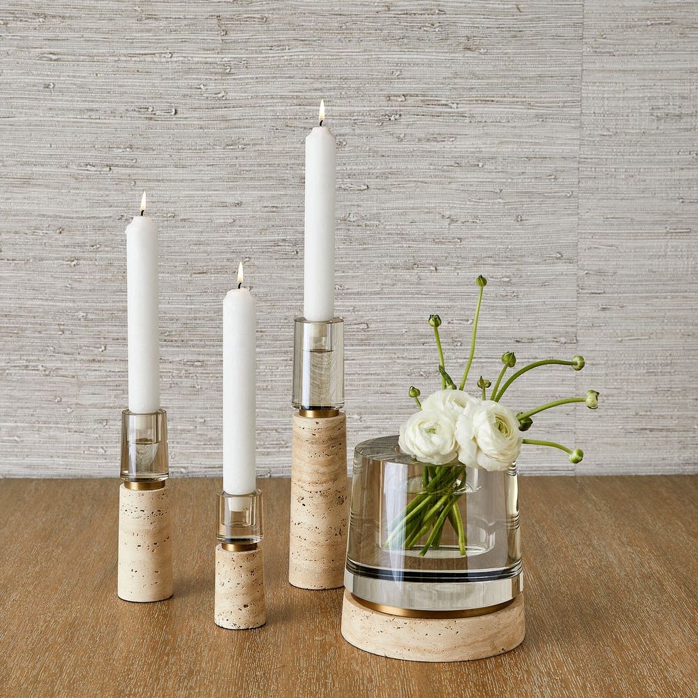 Optic Candleholder Travertine