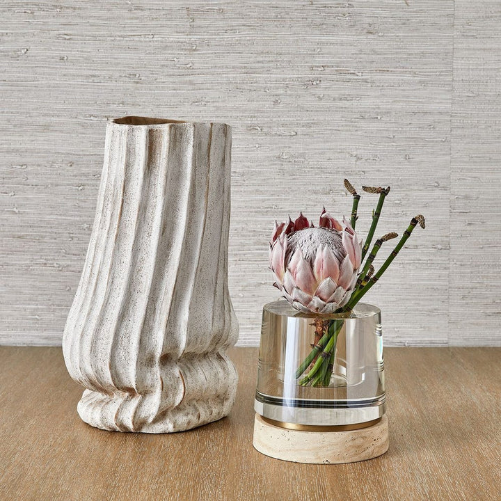 Optic Candleholder Travertine