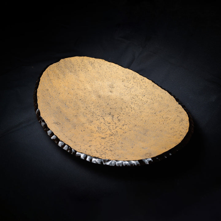 Medium Gold Oval Bowl with Bronzed Edges
