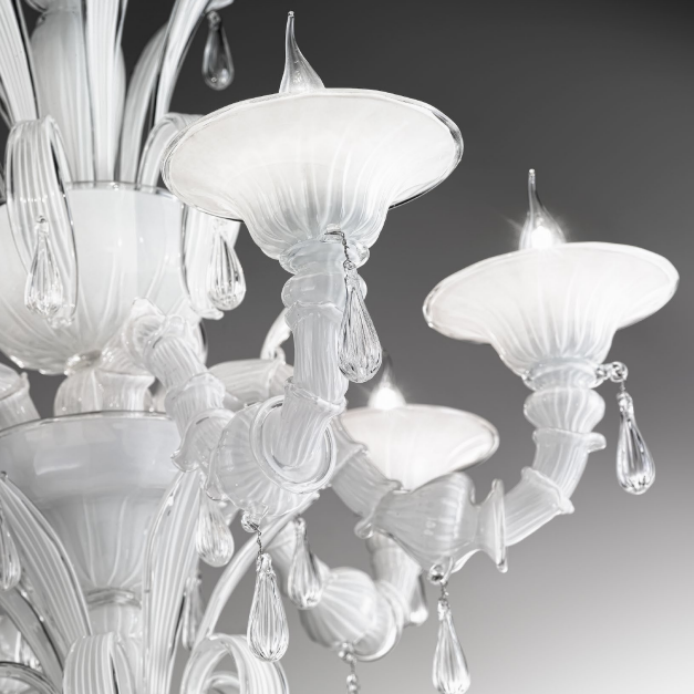 White Murano Glass Chandelier