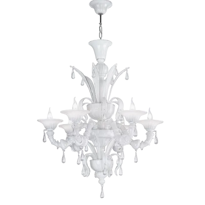 White Murano Glass Chandelier