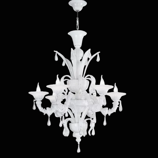 White Murano Glass Chandelier
