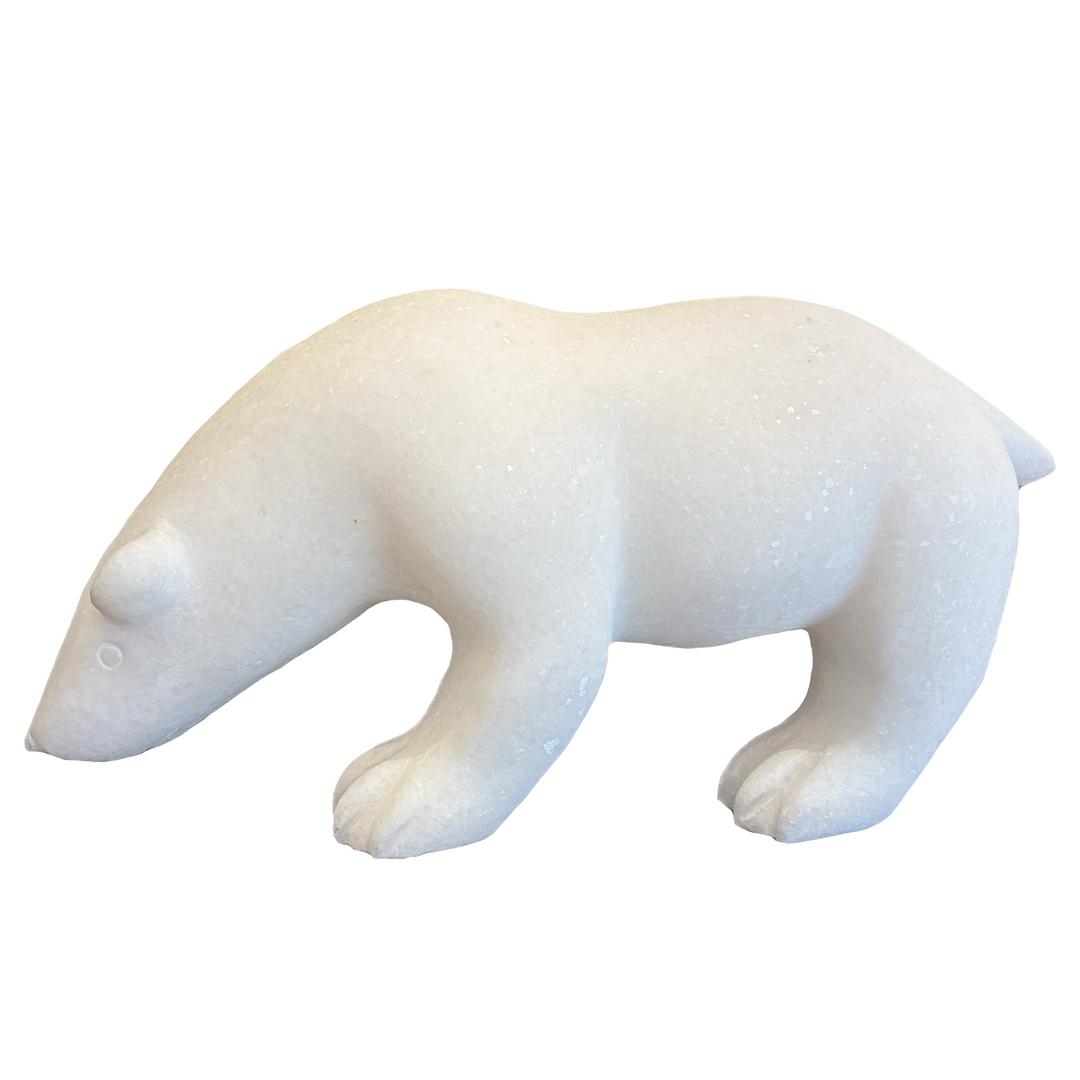 White Marble Polar Bear Statue