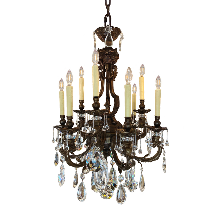 Chandelier Bronze Finish w/ Mixed Crystals