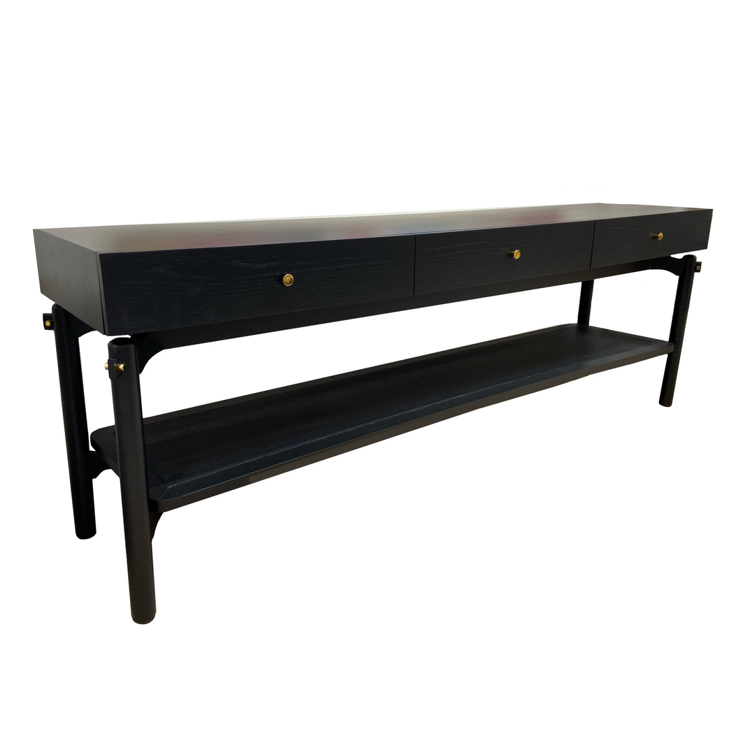 Bora Console Oak Black Brass Detail
