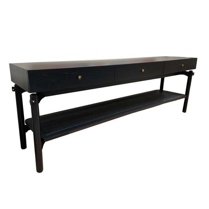 Bora Console Oak Black Brass Detail