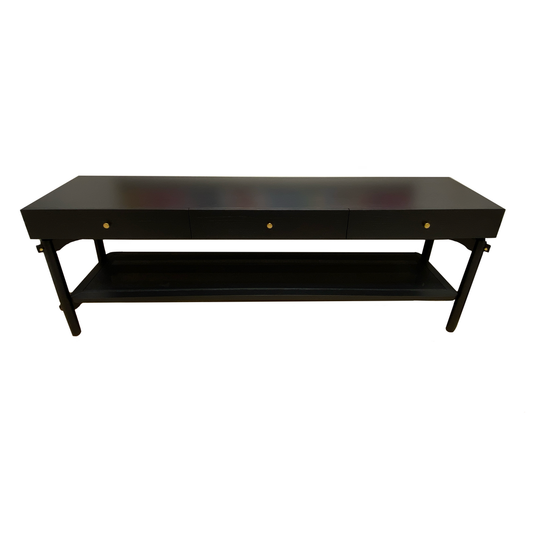 Bora Console Oak Black Brass Detail