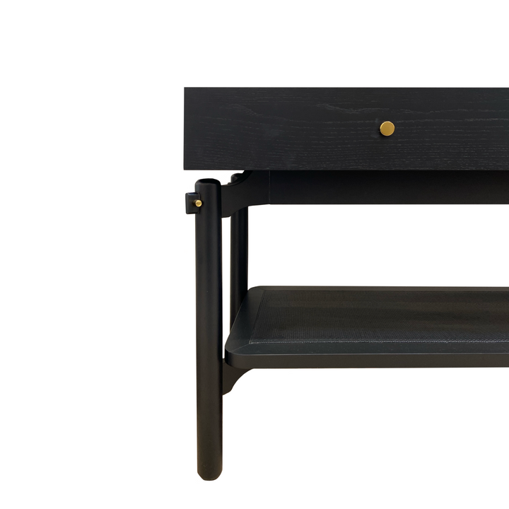 Bora Console Oak Black Brass Detail